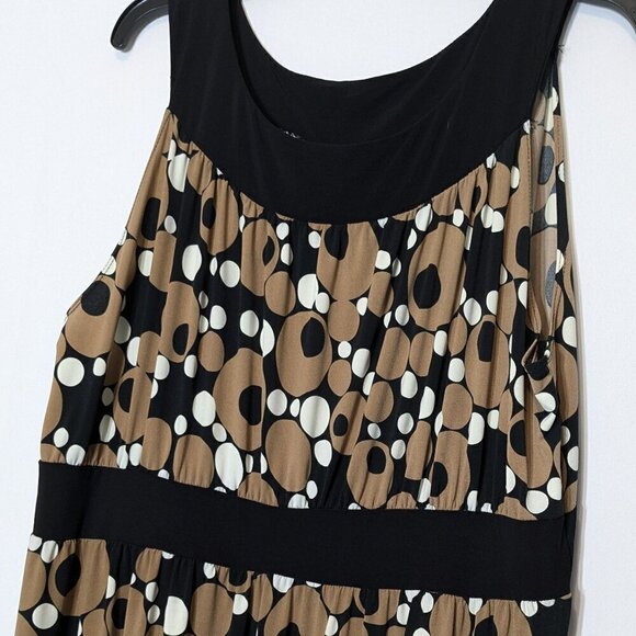 DONUTZ, Inc. Black/Brown Dots, Sleeveless Gathered Sheath Dress; Size 18W - Picture 2 of 5